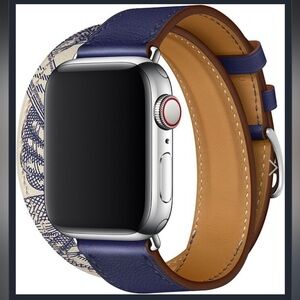 Apple Watch Hermès 40mm Encre/Béton Swift Leather Double Tour band​​​​